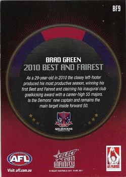 2011 Select AFL Infinity - Best & Fairest #BF9 Brad Green Back